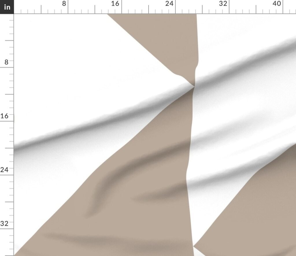 Bold Warm Taupe and White Oversized Geometric Triangle Fabric design