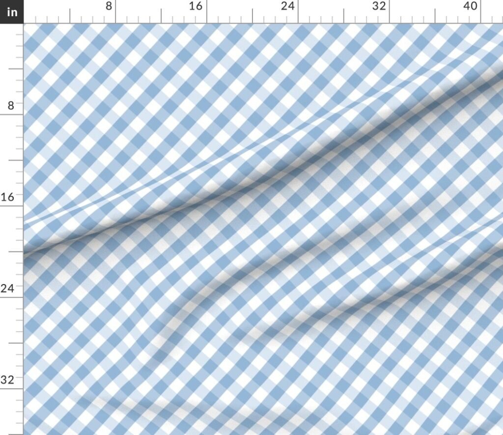 1 Inch Airy Blue Gingham Check Diagonal 45 Degree Fabric design