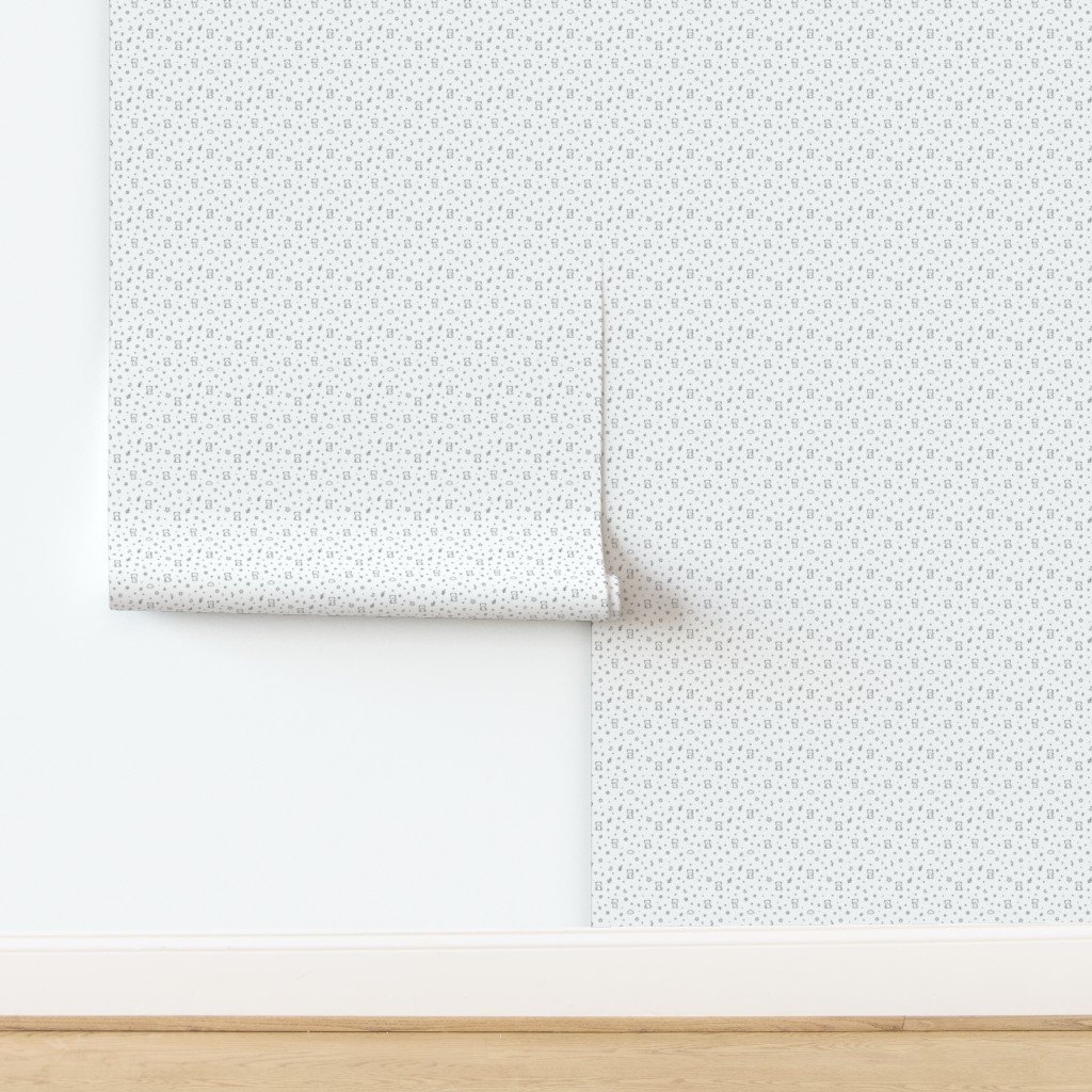 Minimal Black And White Teddy Bear Doodle Pattern With Stars Hearts Wal Wallpaper design