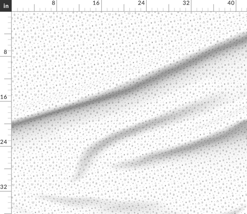 Minimal Black And White Woodland Doodle Pattern With Trees Bears Mount Fabric design