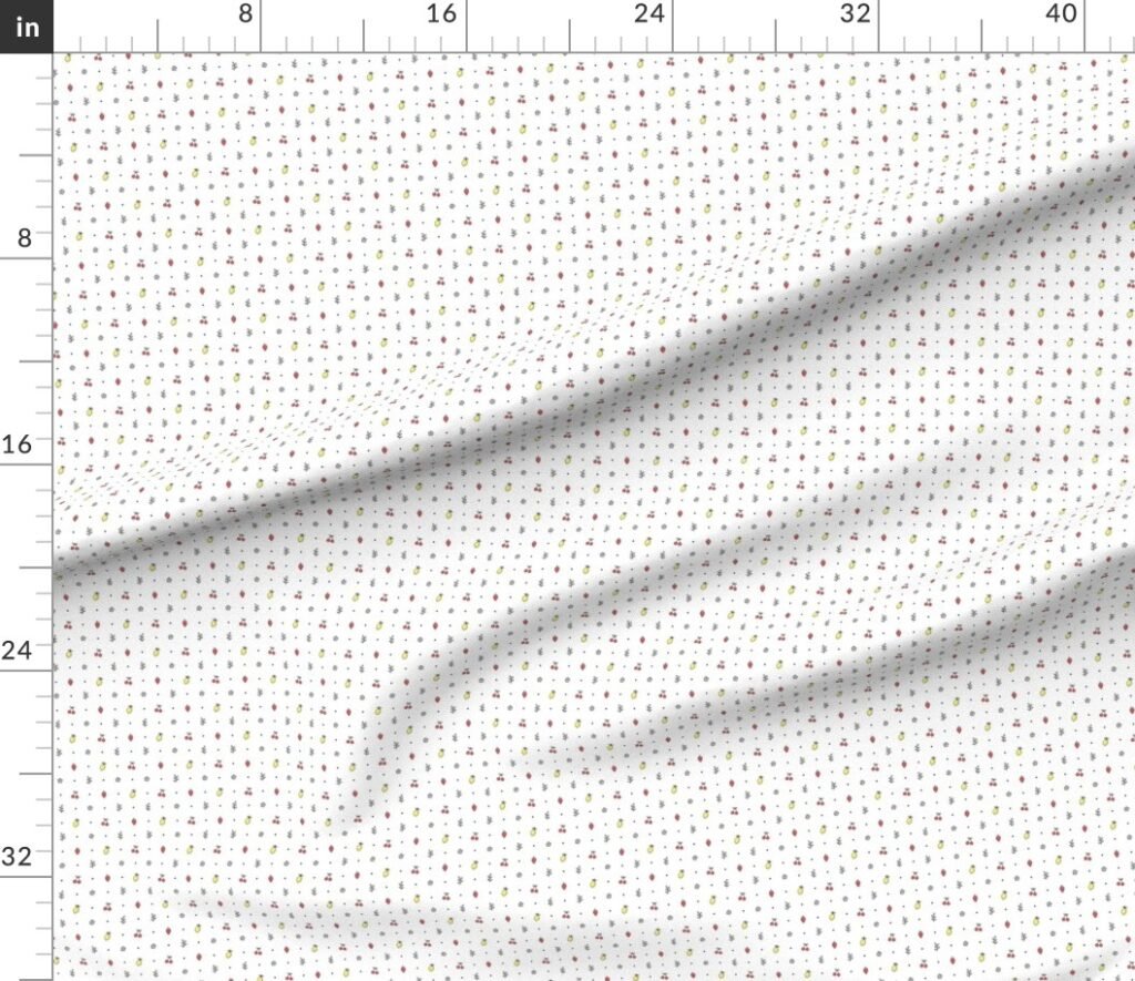 Minimal Fruit Doodle Pattern With Strawberries Lemons And Cherries Fabric design