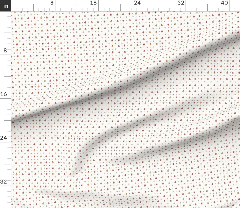 Minimal Fruit Doodle Pattern With Apples Oranges Watermelon Avocado F Fabric design