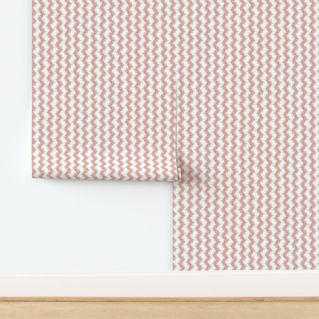 Vintage English Garden Tiny Coral Pink Rose Stripe Pattern on White Wal Wallpaper design