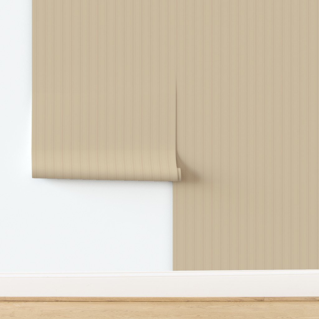 Tonal Warm Beige Tailored Ticking Stripe Cottage Farmhouse Small Scal Wallpaper design