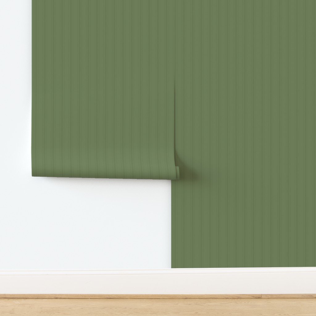 Tonal Olive Green Tailored Ticking Stripe Cottage Farmhouse Small Sca Wallpaper design