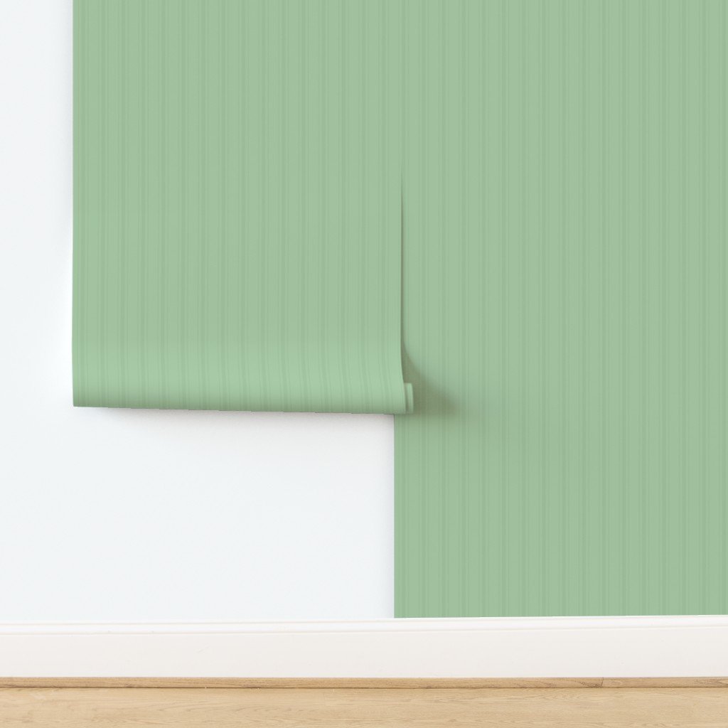 Tonal Fresh Green Tailored Ticking Stripe Cottage Farmhouse Small Sca Wallpaper design