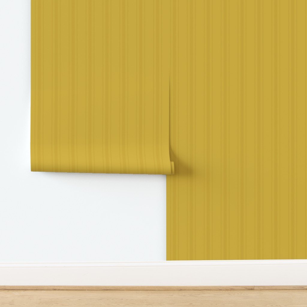 Tonal Gold Yellow Tailored Ticking Stripe Cottage Farmhouse Wide Stri Wallpaper design