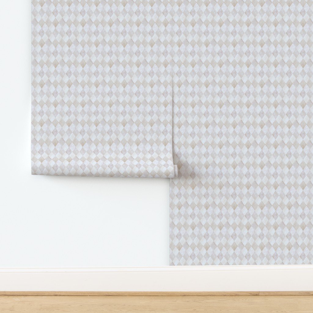 Small Light and Dark Beech and Oak Wood Harlequin Diamond Check Marquet Wallpaper design