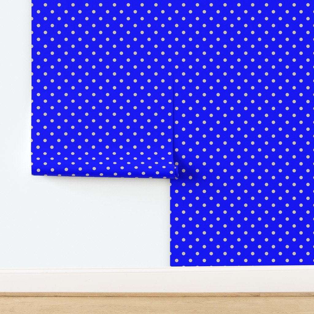 Beige Tan Polka Dots on Royal Blue Wallpaper design