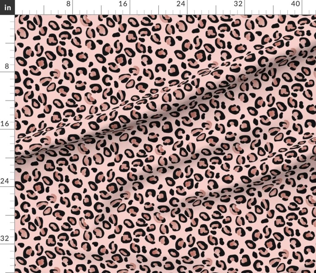 Leopard Rose Gold Spots on Pink Fabric design
