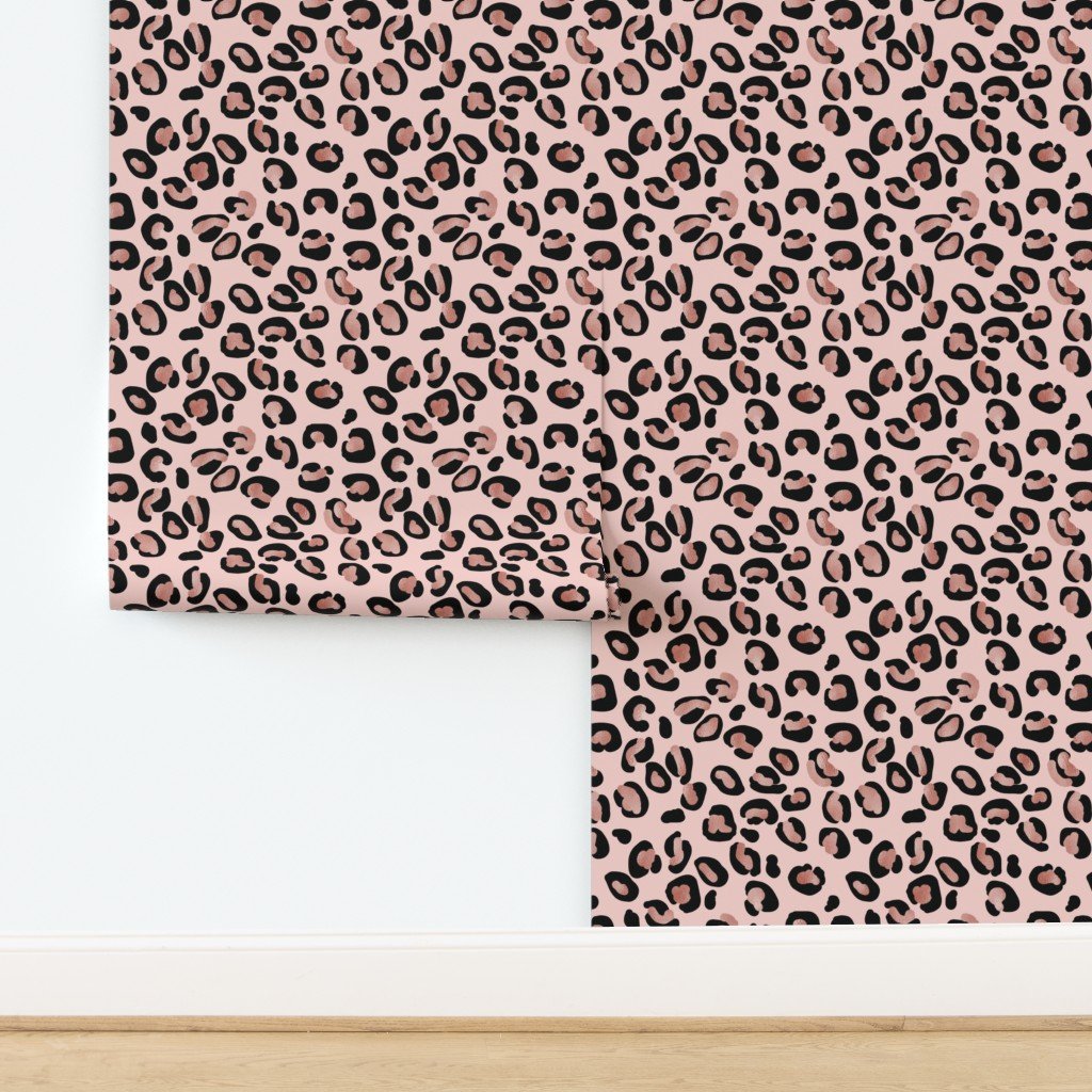 Leopard Rose Gold Spots on Pink Wallpaper design