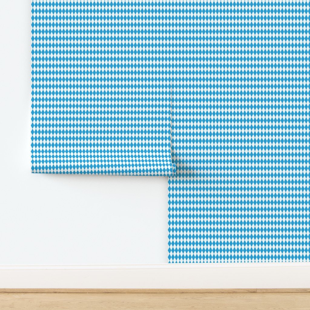 Oktoberfest Bavarian Blue and White Medium Diagonal Diamond Pattern W Wallpaper design